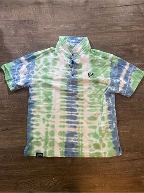 Section 119 🥀 Grateful Dead Blue & Green Tie-Dye Polo